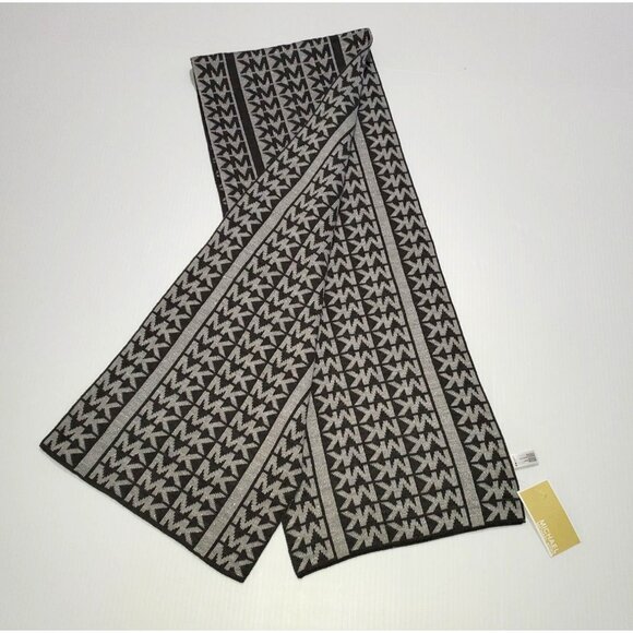 NWT Michael Kors Women's Knit Scarf Gray Silver Shimmer One Size 870 - Picture 4 of 6